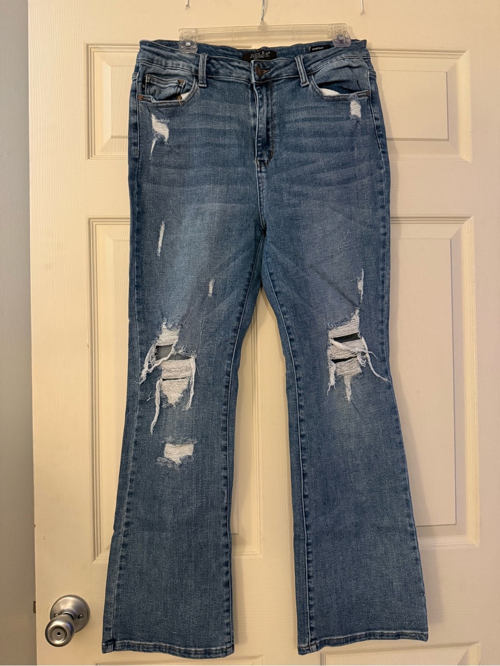 Judy Blue Bootcut Distressed Jeans Size 15/32 Medium Wash Stretch Denim